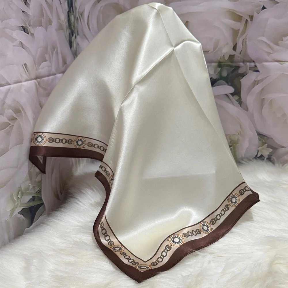 Elegant Cream and Brown Scarf